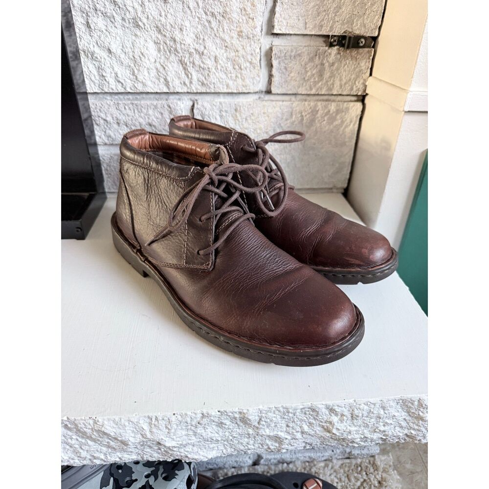 Clarks Stratton Limit Brown Leather Men's Chukka Ankle Boot Plaid Lined Size 10